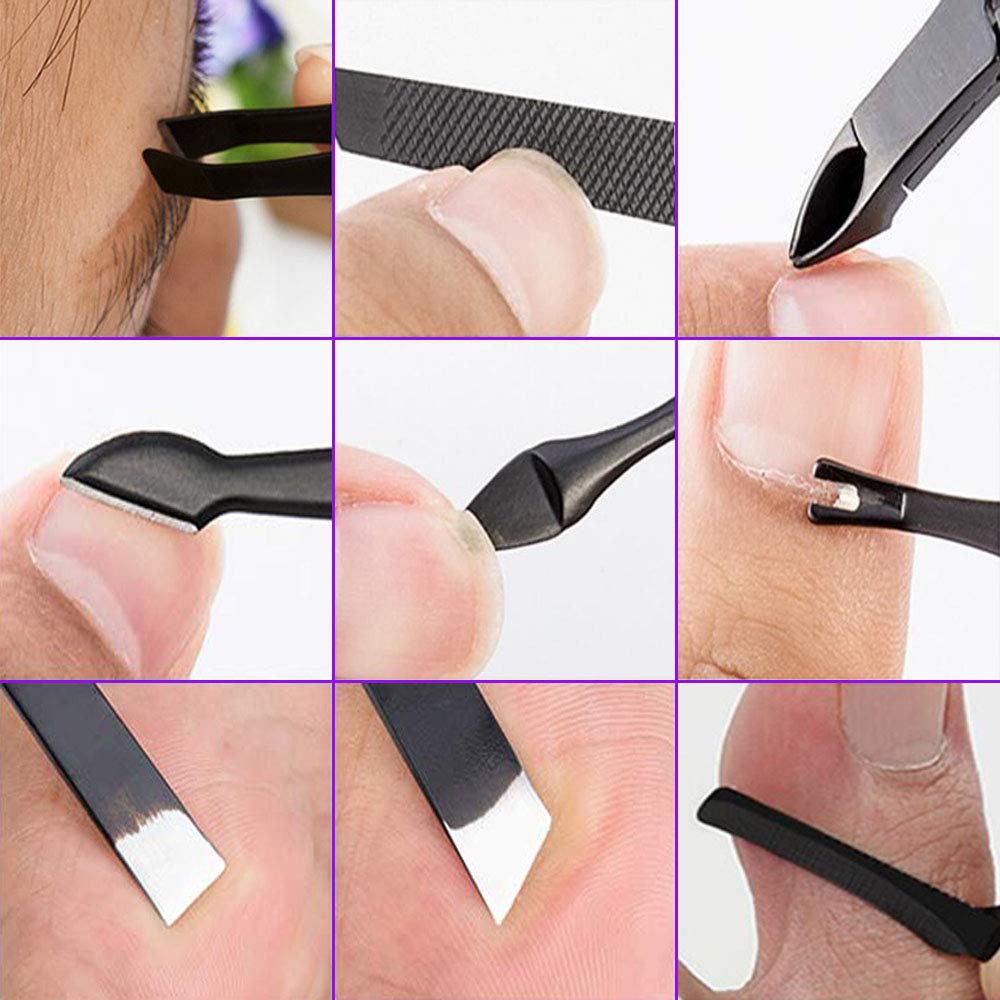 Nail Clippers Sets Manicure Set YOYOCO18 in 1 Grooming Kit Stainless Steel Professional Pedicure Set,Nail Scissors,Ear Pick,Nail Cutter,Nose Hair Scissors,Tweezers,Eyebrow Razor(Black/Red)